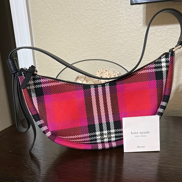 Kate Spade Pink and Black Plaid Shoulder Bag - Picture 1 of 7